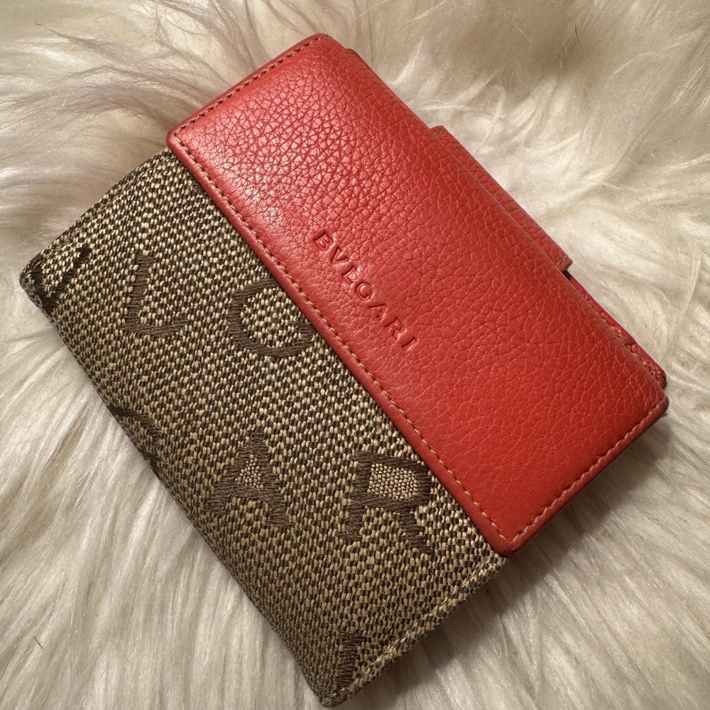 Bvlgari Red and Brown Wallet